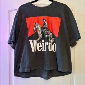 Dressed in LALA Black Graphic Tee with Red Accent